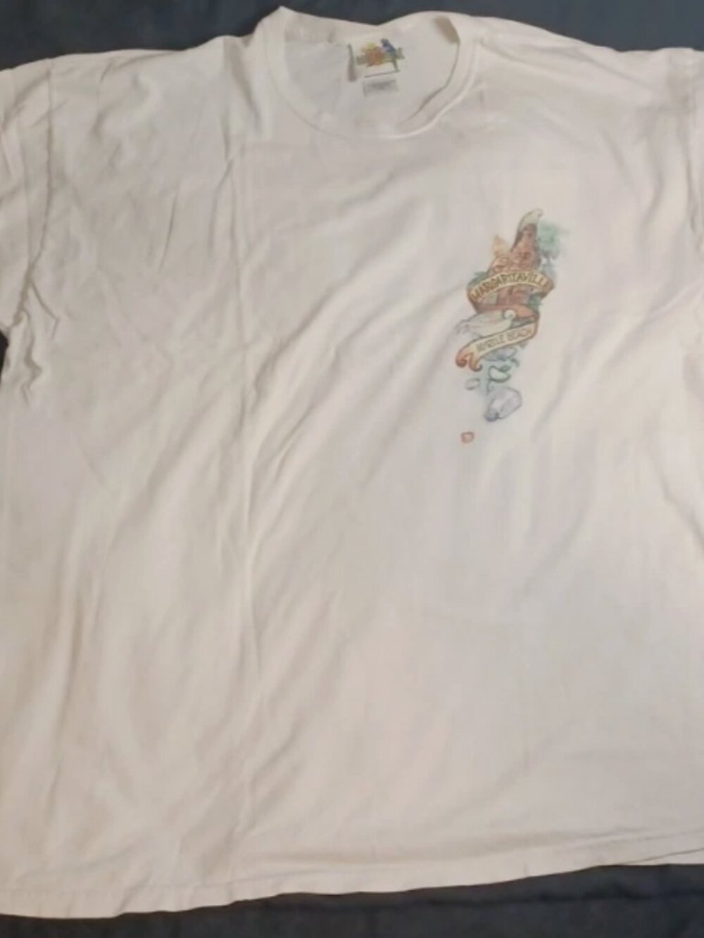 Jimmy Buffett Margaritaville Tshirt 2XL Myrtle Beach Tiki Time Graphic Vtg White